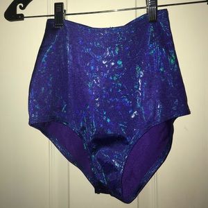 Fun blue holographic booty rave shorts